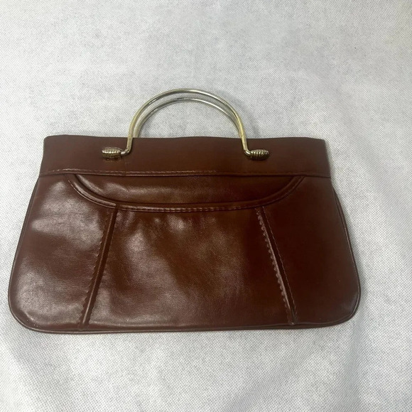 Handbag with Metal Handles and Gold Chain Clutch - Picture 7 of 8